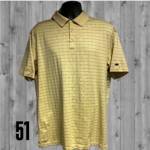 Nike Fit Dry Tiger Woods Collection Polo XL Yellow w/ Thin Dark Stripe.   (51)